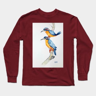 Blue Kingfishers bird art bird lovers printable bird art Long Sleeve T-Shirt